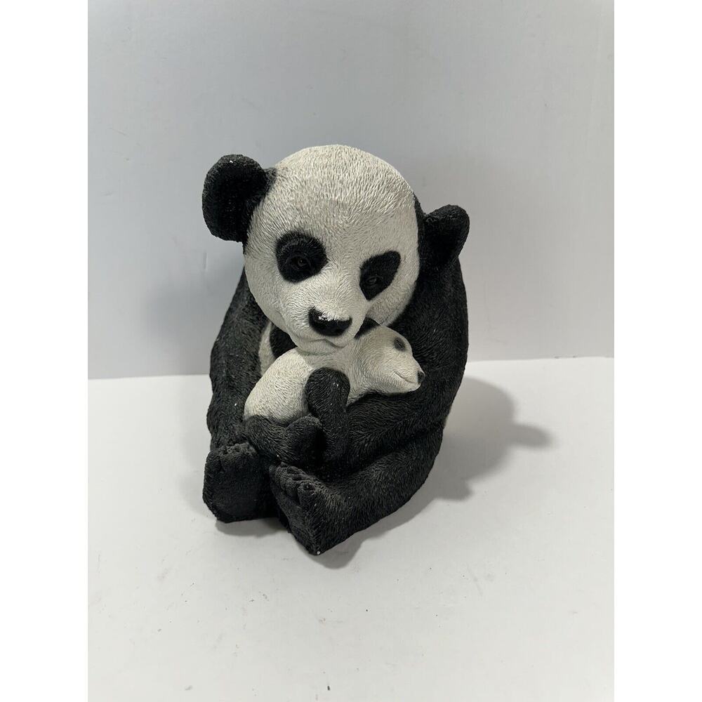 Panda Mom With Baby Realistic Heavy Coin Piggy Bank Made In USA‎